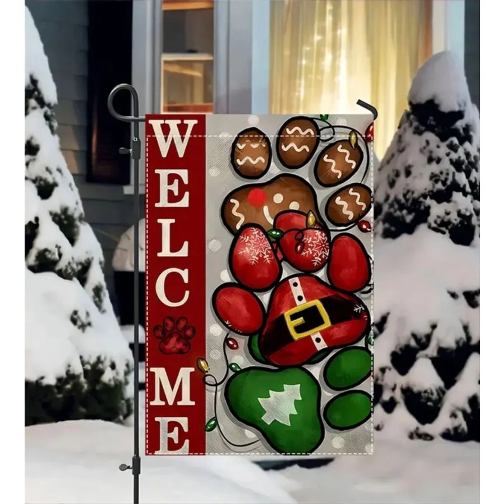 Christmas Welcome Garden Flag One Size Red Green